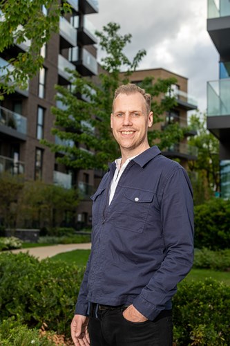 Ryan in the communal garden at Heron Quarter